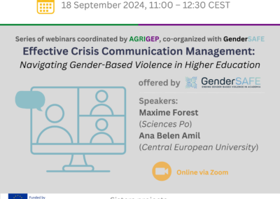 GenderSAFE/AGRIGEP webinar: Effective crisis communication management