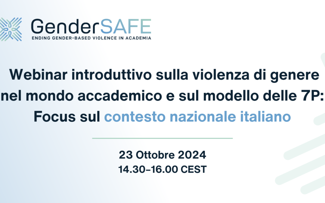 Introductory webinar on gender-based violence in academia and the 7P framework: Focus on the Italian context