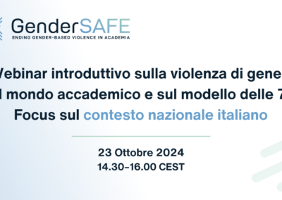 Introductory webinar on gender-based violence in academia and the 7P framework: Focus on the Italian context