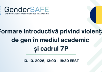 Introductory training on gender-based violence in academia and the 7P framework in Romanian