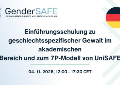 Introductory training on gender-based violence in academia and the 7P framework in German
